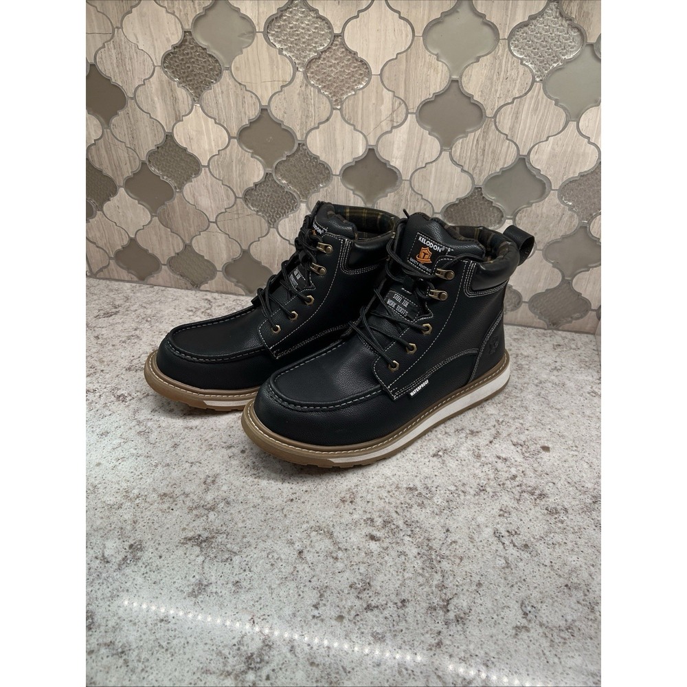 KELODON Waterproof Steel Toe Work Boots Slip Resistant Leather-model 923 Size 12